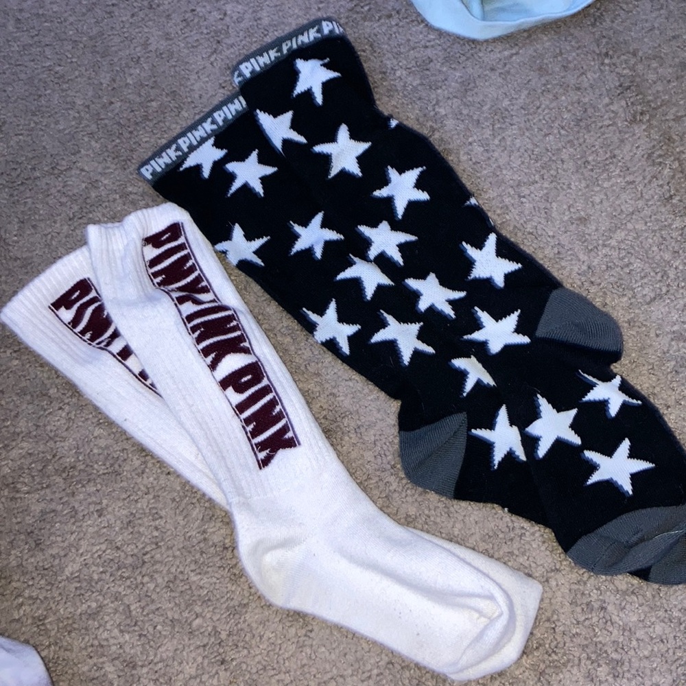 two pairs of PINK socks